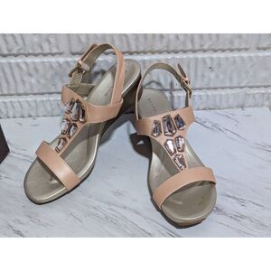 Bandolino Women's Pink Jeweled Comfort Wedge Heel Sandals Size 9.5M NWT